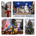  Kolaż zdjęć przedstawiających zimowe, ogrodowe dekoracje - choinkę, szopkę, włóczkowe bałwanki, skrzaty i dżdżownice. Powiększ zdjęcie